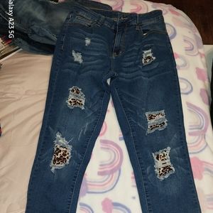 Women's Leopard Patch Jeans